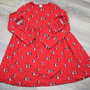 Gymboree 12 Girls Winter Penguin Red Cotton Dress Holiday Christmas